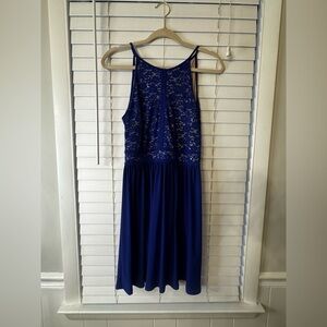 Royal Blue Lace Bodice Dress